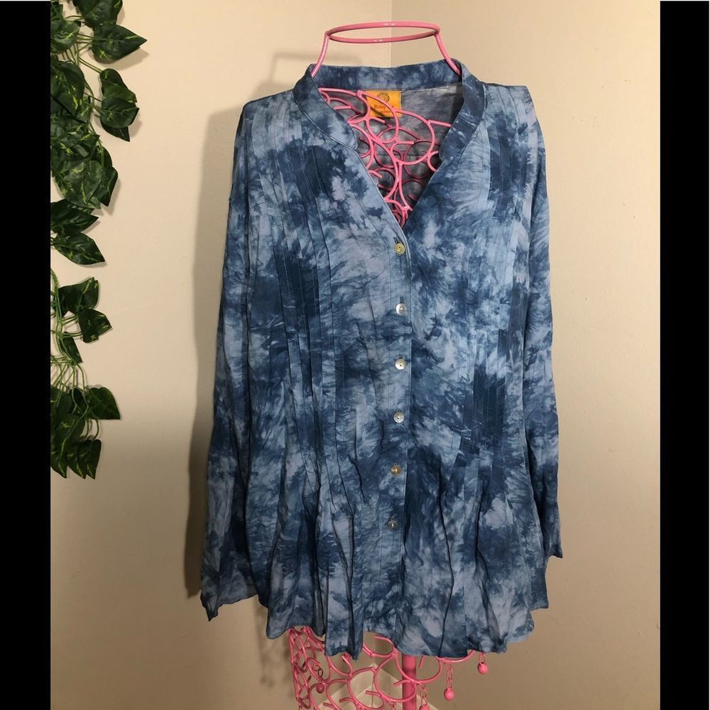 Ruby Rd. Tie-Dye Button-Down Blouse - image 1